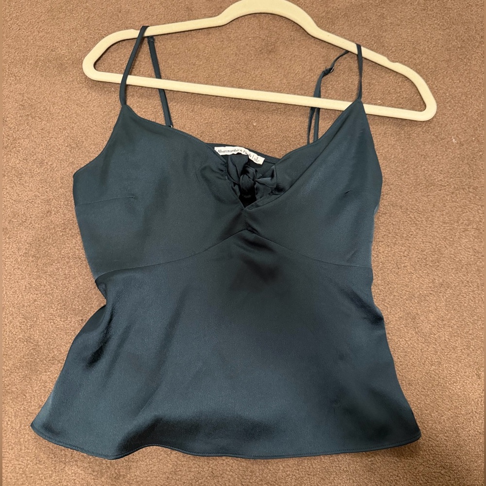 Pine green satin top